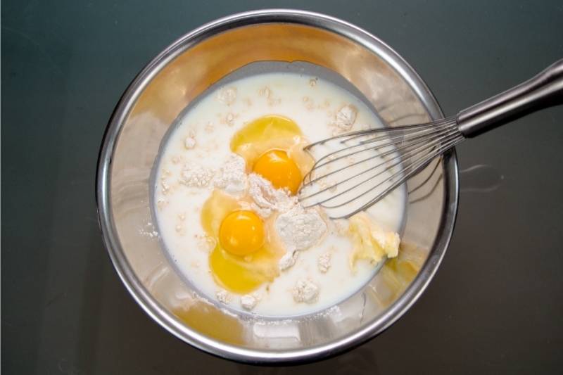 whisking ingredients