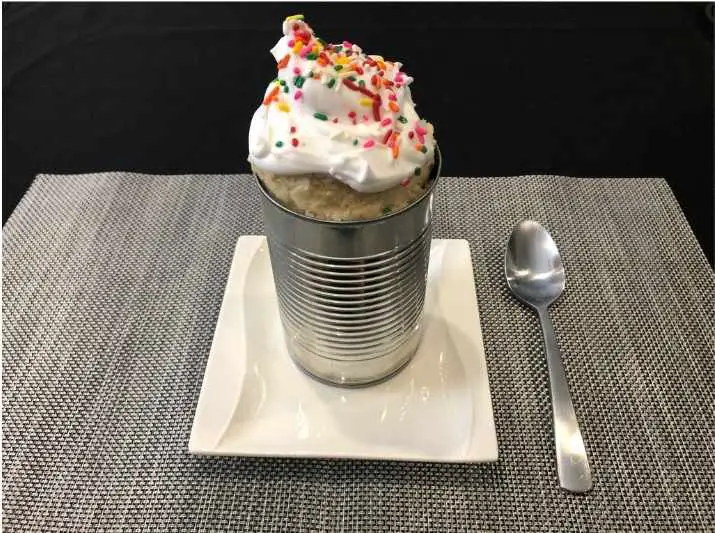 Cake in a can served