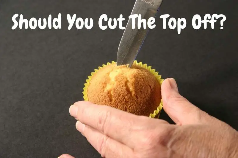 cutting top of cupcake off